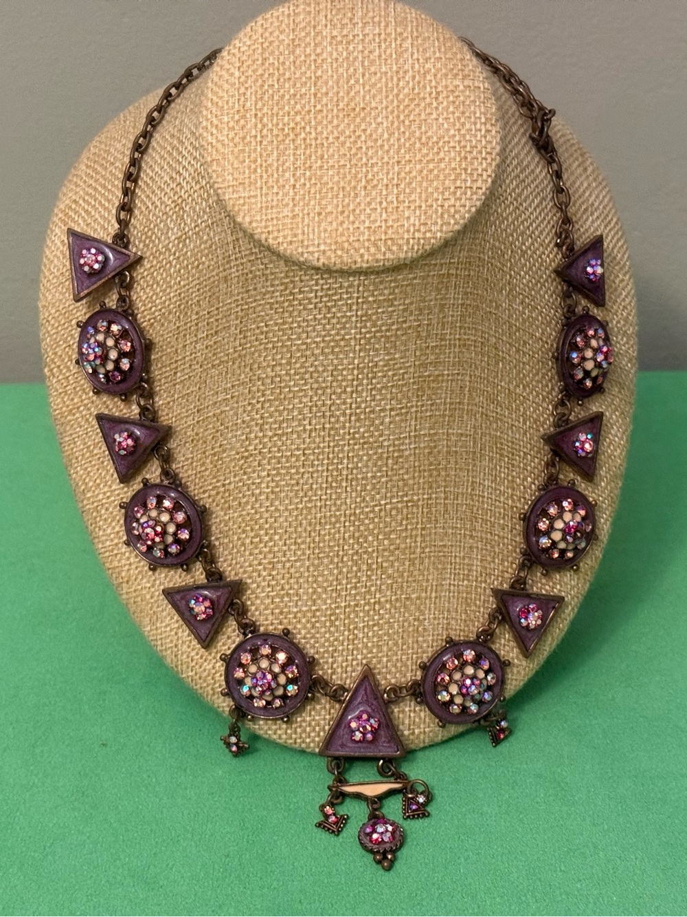 Vintage Victorian Style Purple Crystal Statement Necklace  Rare! - Women Jewelry